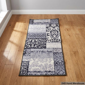 Stylish Grey & Navy Patchwork Accent Rug - 2ndhandwarehouse.com