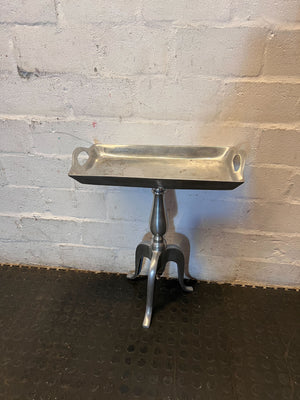 Elegant Silver Metal Pedestal Tray Table
