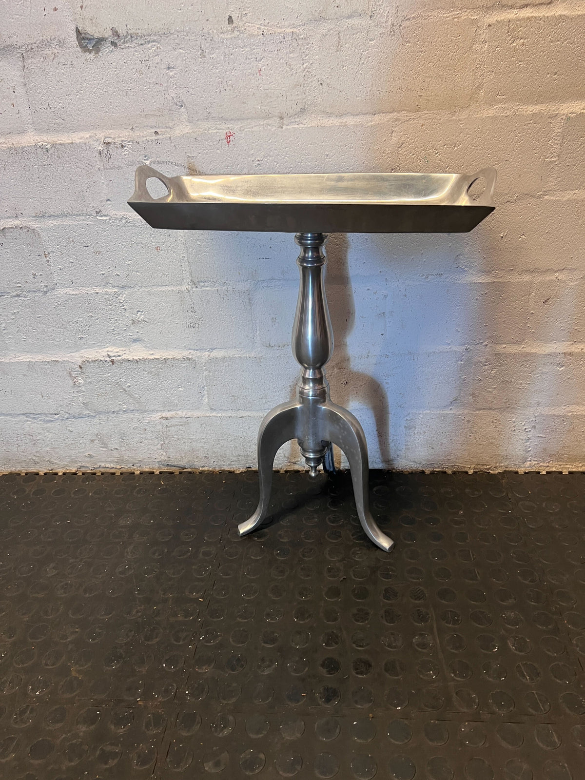Elegant Silver Metal Pedestal Tray Table