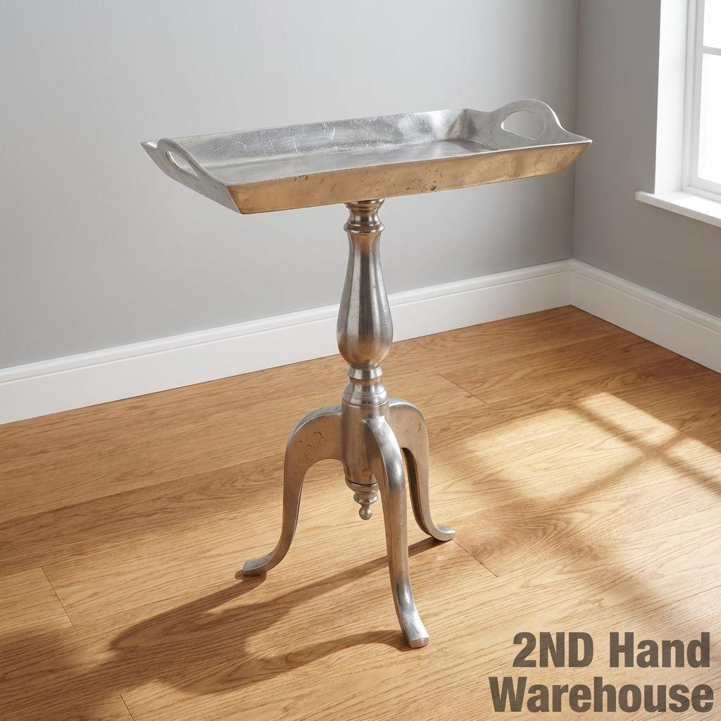 Elegant Silver Metal Pedestal Tray Table