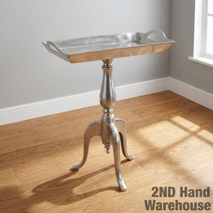 Elegant Silver Metal Pedestal Tray Table