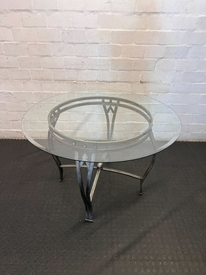Elegant Round Glass Top Dining Table with Metal Base