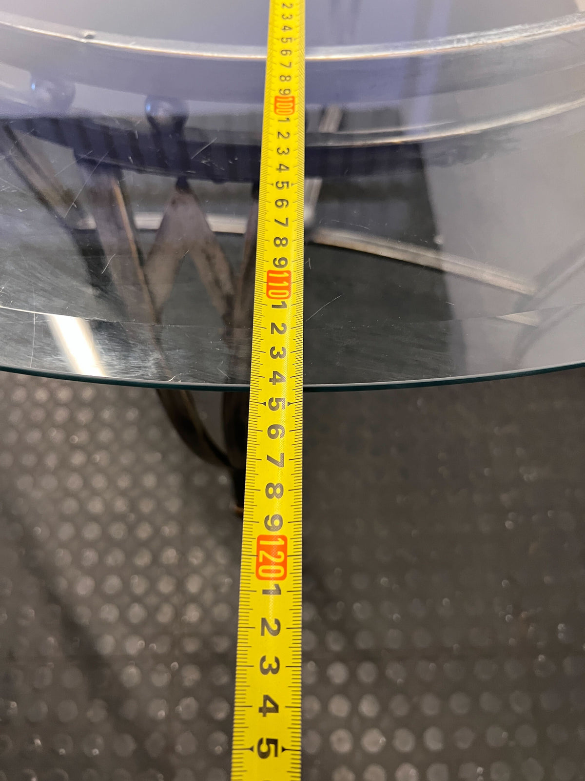 Elegant Round Glass Top Dining Table with Metal Base