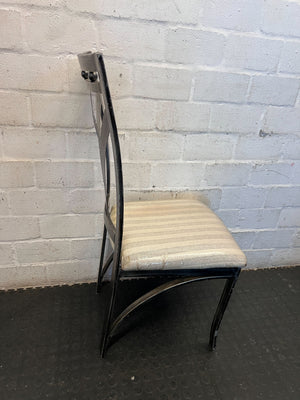 Elegant Grey Dining Chair with Striped Upholstery - Fair used