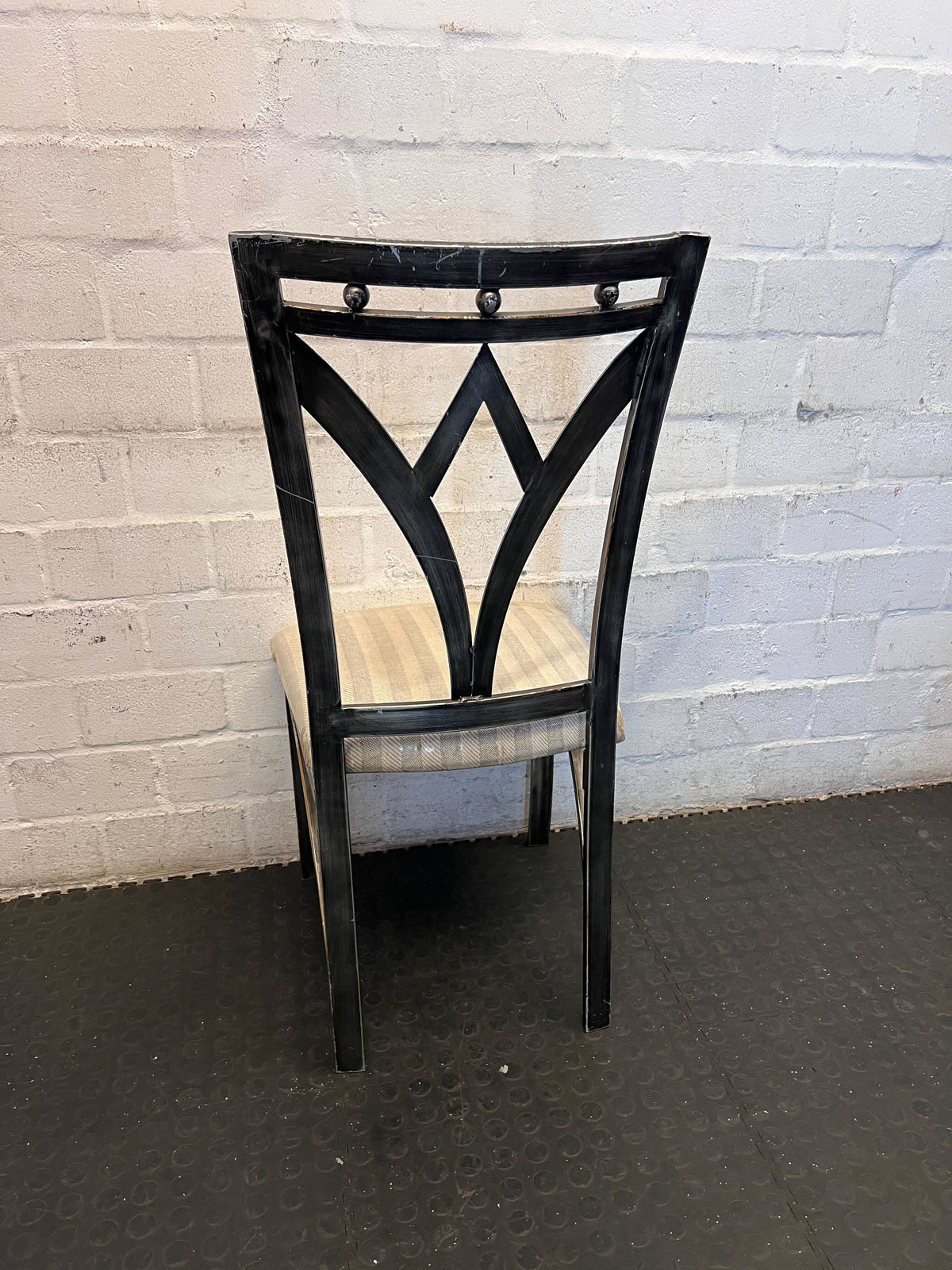 Elegant Grey Dining Chair with Striped Upholstery - Fair used