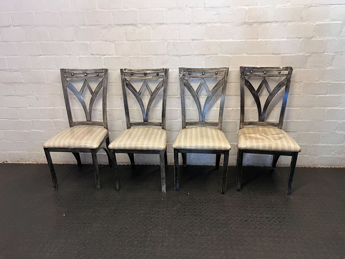 Elegant Grey Dining Chair with Striped Upholstery - Fair used