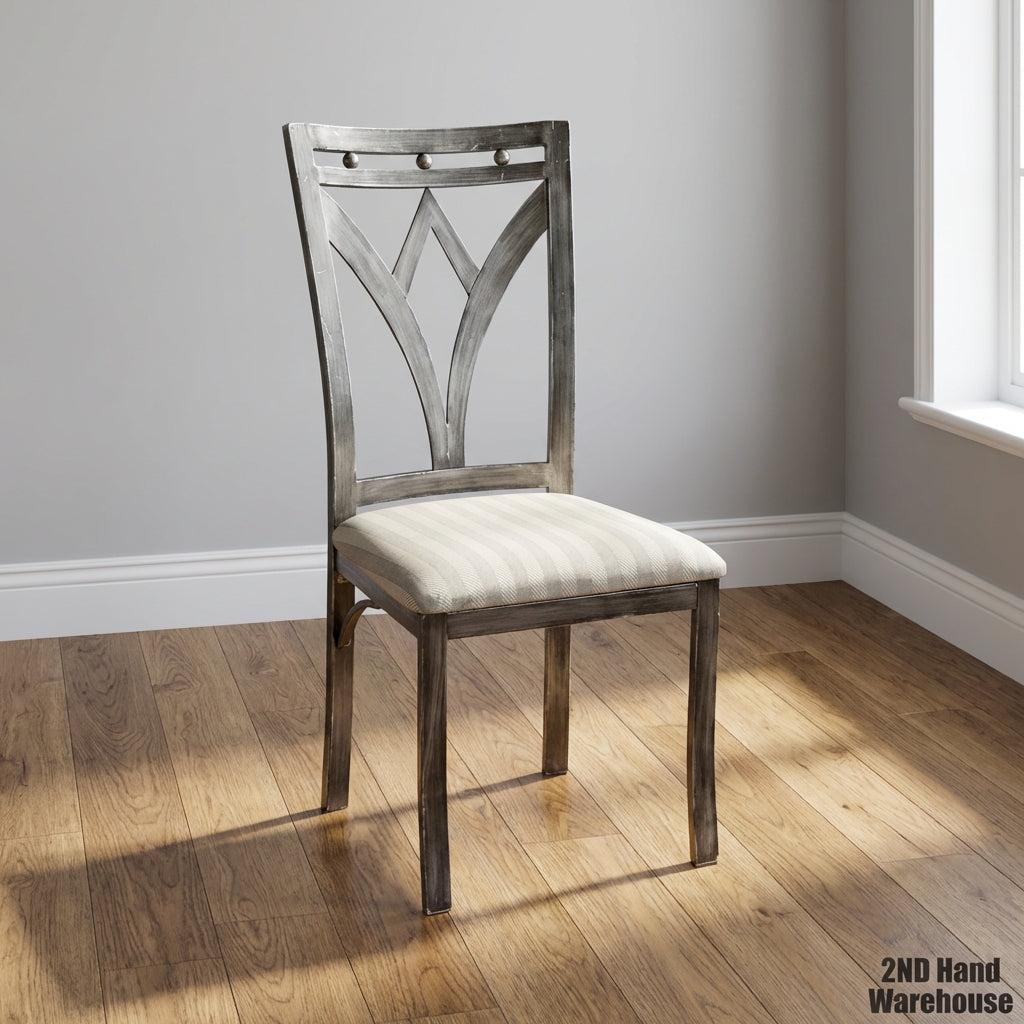 Elegant Grey Dining Chair with Striped Upholstery - Fair used