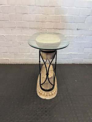 Elegant Neoclassical Glass Top Accent Table