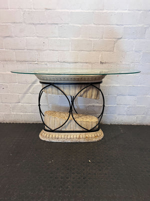 Elegant Neoclassical Glass Top Accent Table
