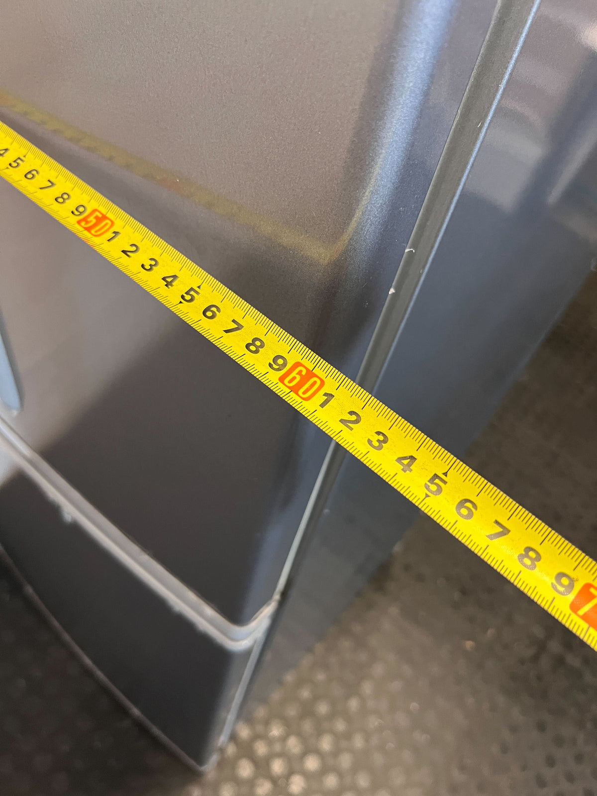 Sleek Grey Fridge-Freezer with Water Dispenser - Missing drawers