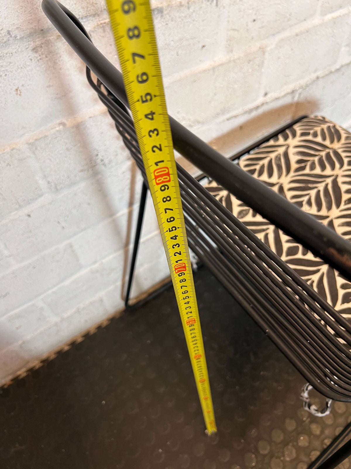 Industrial Chic Black Metal & Patterned Accent Chair - 2ndhandwarehouse.com