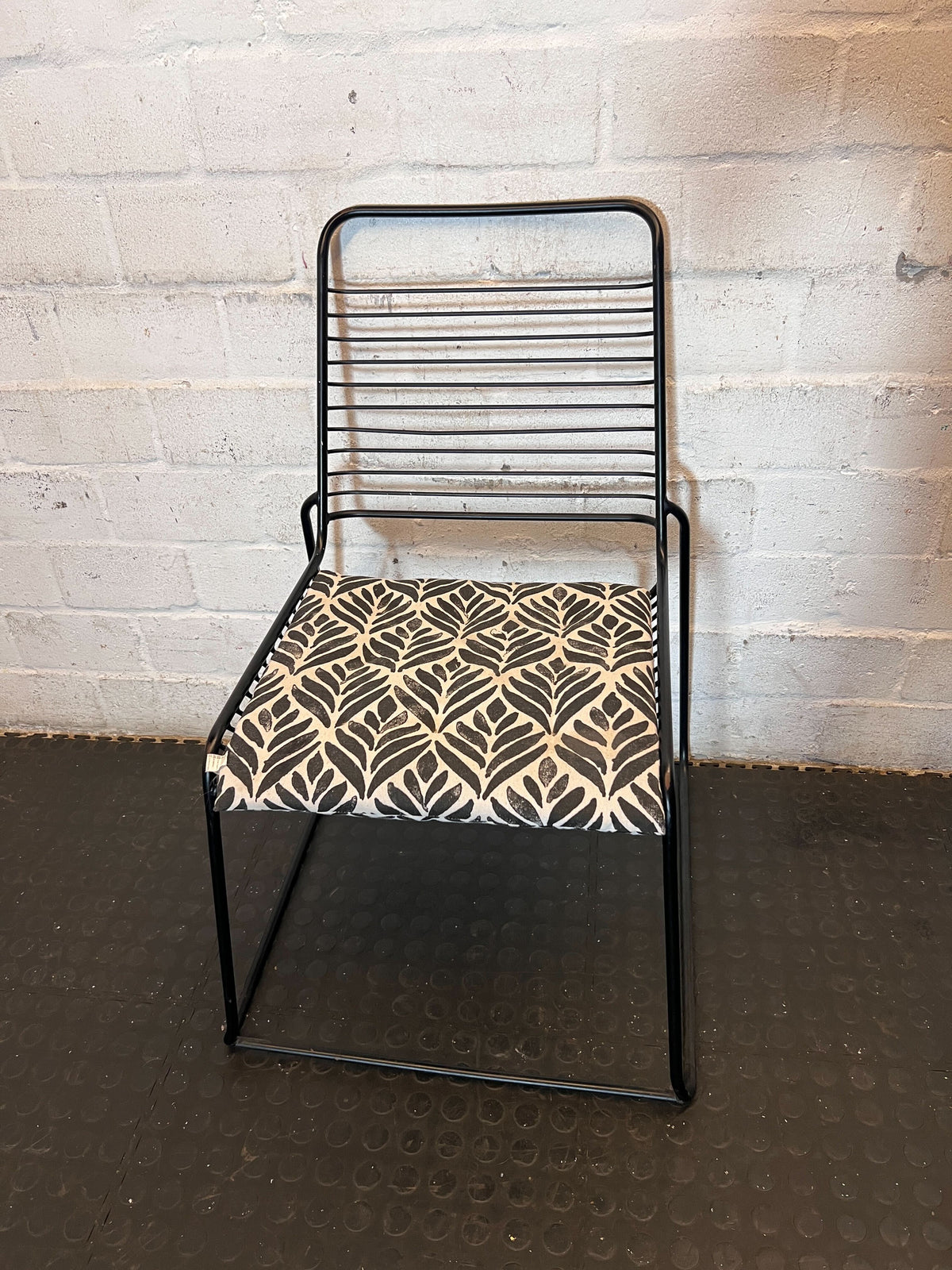 Industrial Chic Black Metal & Patterned Accent Chair - 2ndhandwarehouse.com