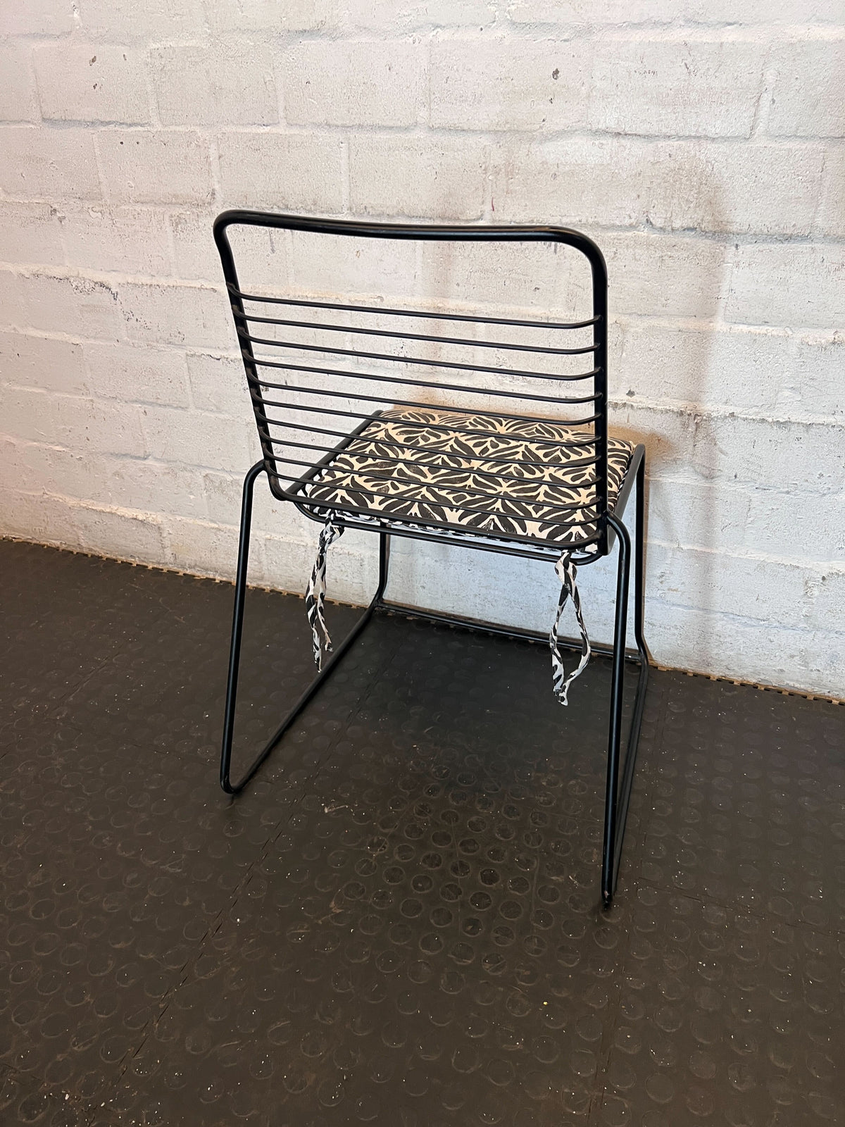 Industrial Chic Black Metal & Patterned Accent Chair - 2ndhandwarehouse.com