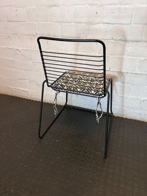 Industrial Chic Black Metal & Patterned Accent Chair - 2ndhandwarehouse.com