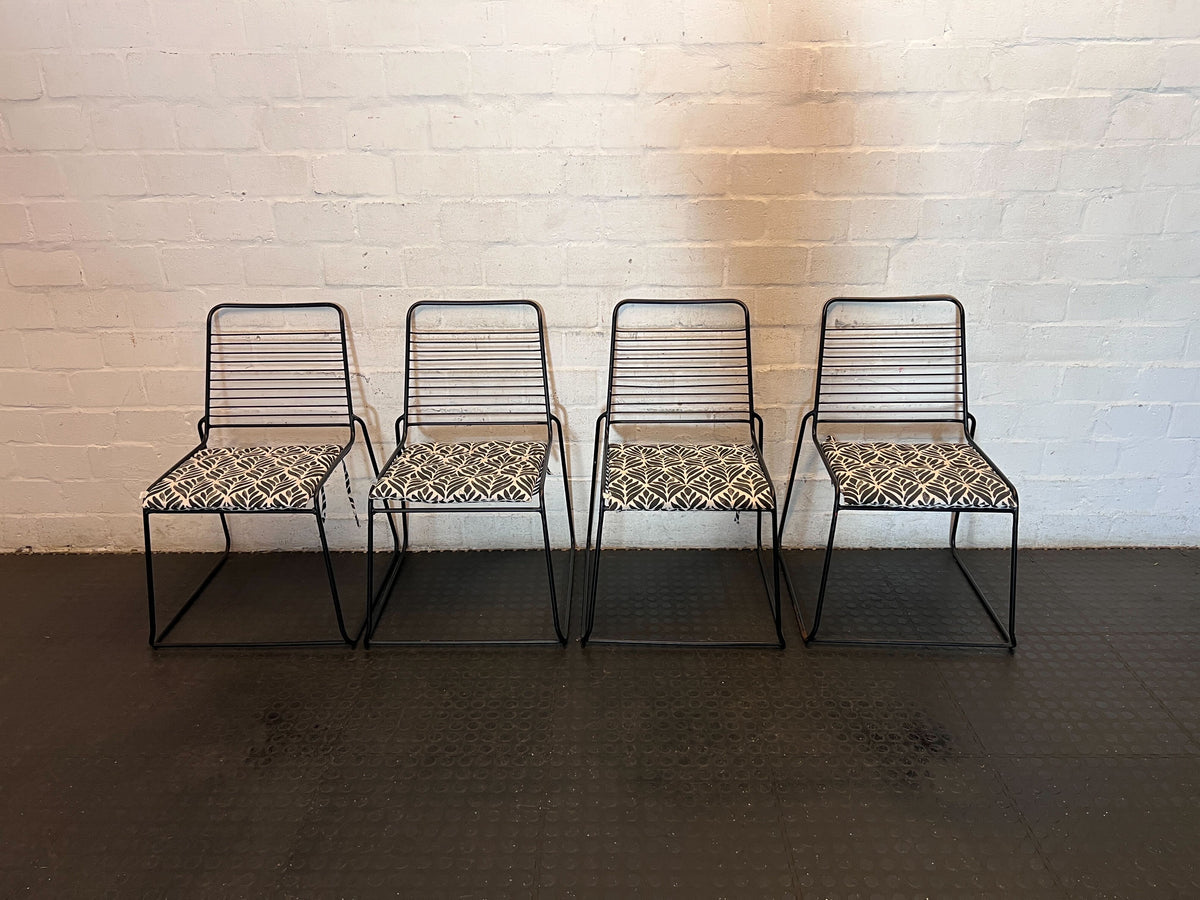 Industrial Chic Black Metal & Patterned Accent Chair - 2ndhandwarehouse.com