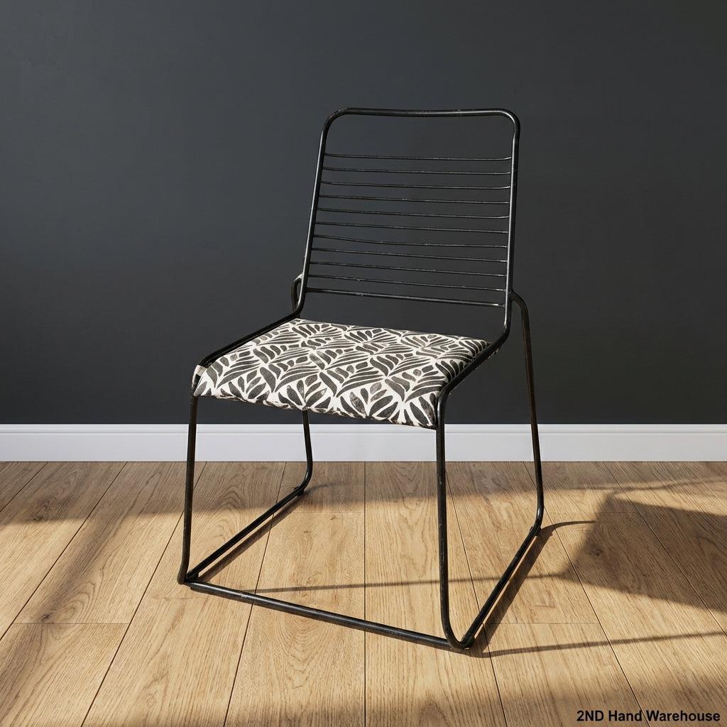 Industrial Chic Black Metal & Patterned Accent Chair - 2ndhandwarehouse.com