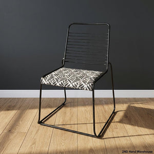 Industrial Chic Black Metal & Patterned Accent Chair - 2ndhandwarehouse.com