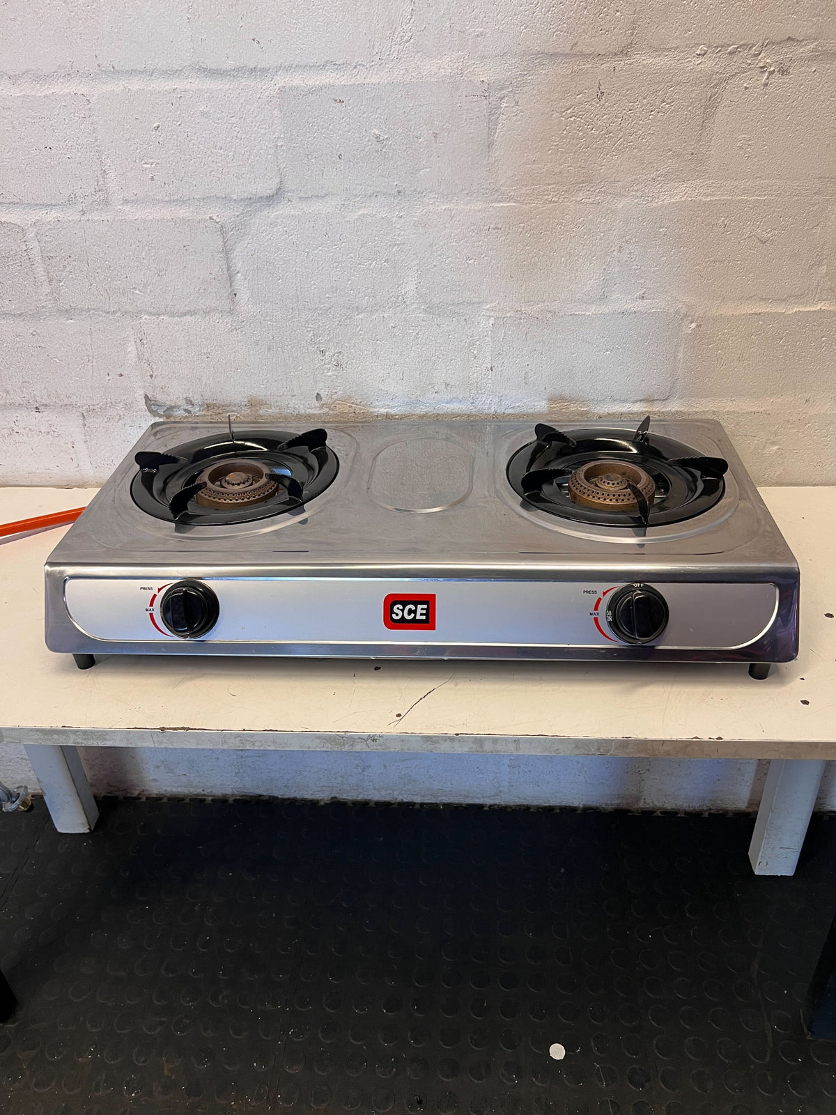 SCE Dual Burner Portable Gas Stove - Stainless Steel - 2ndhandwarehouse.com
