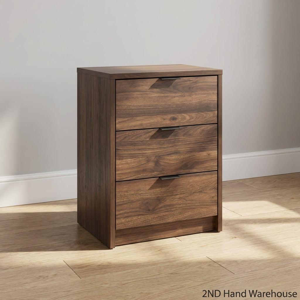 Sleek Dark Wood 3-Drawer Cabinet - 2ndhandwarehouse.com