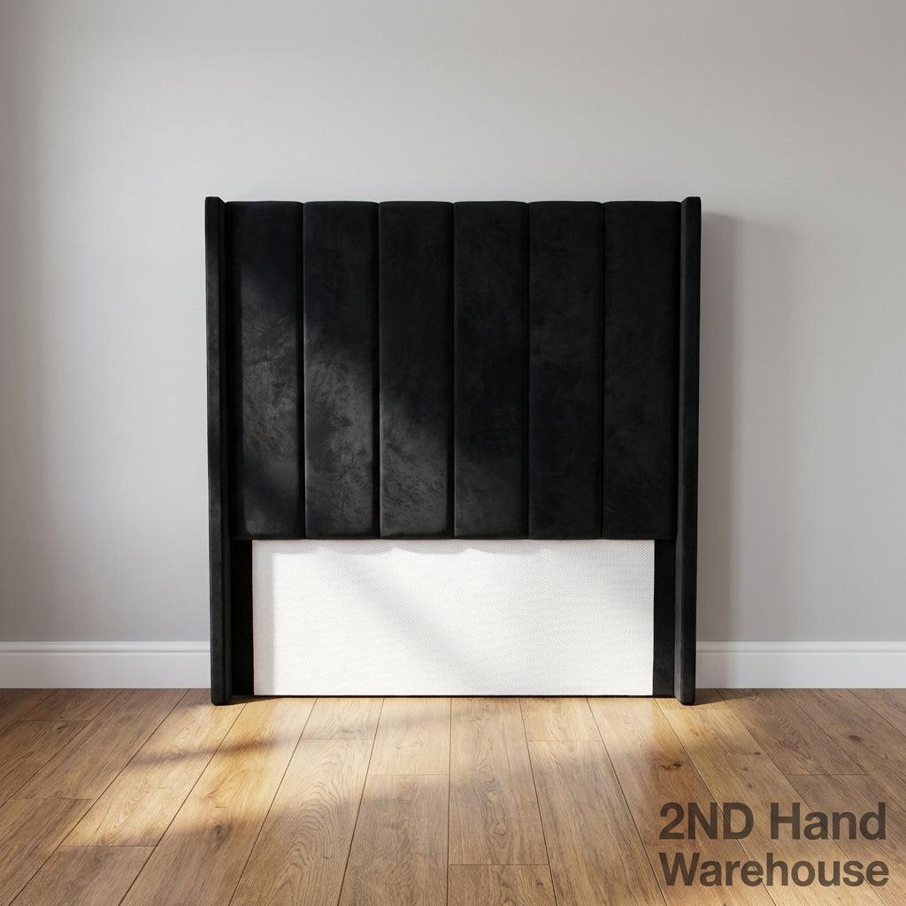 Elegant Black Velvet Channel Tufted Headboard