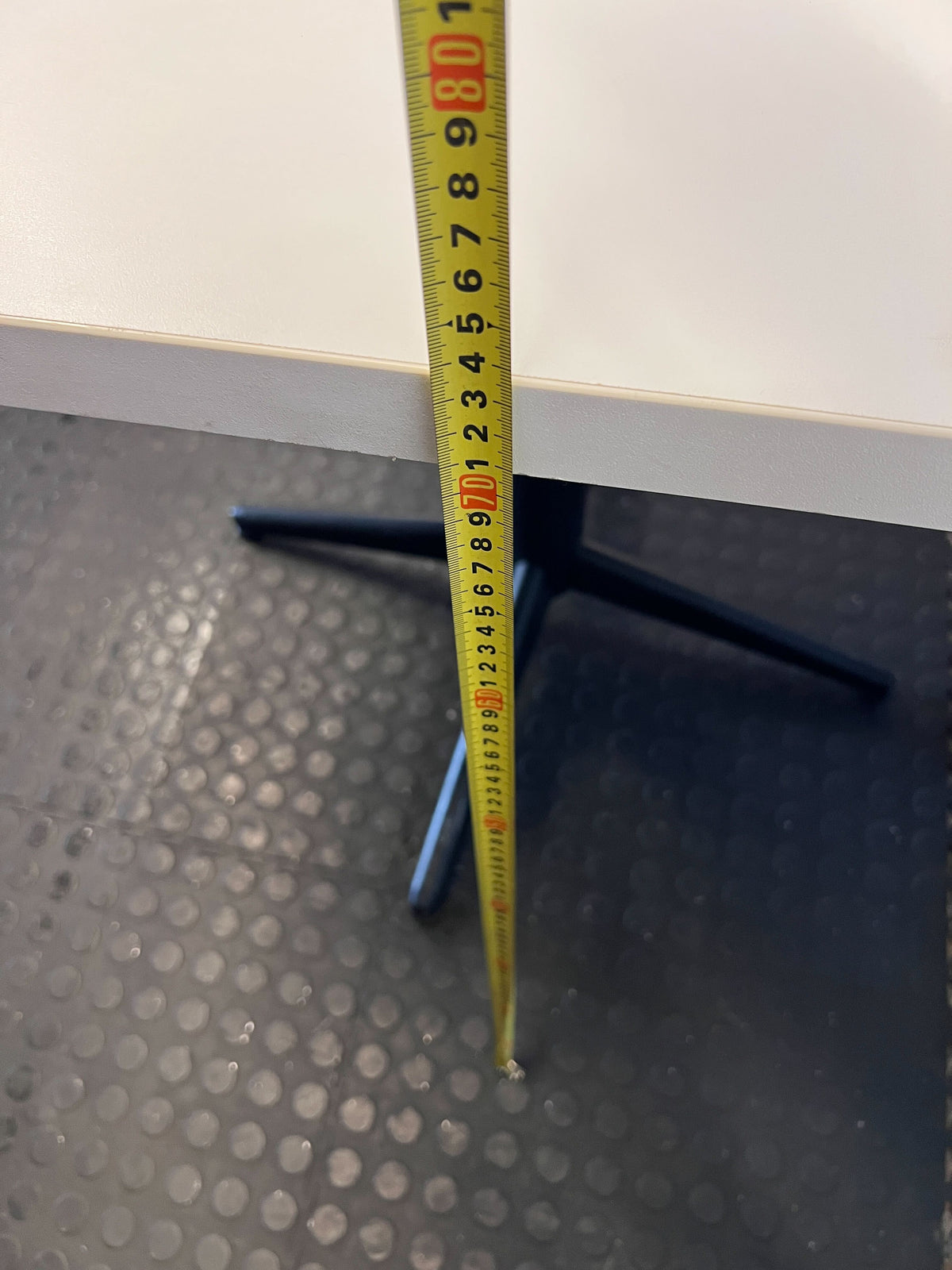 Modern Square Cafe Table - White Top & Black Pedestal Base - 2ndhandwarehouse.com