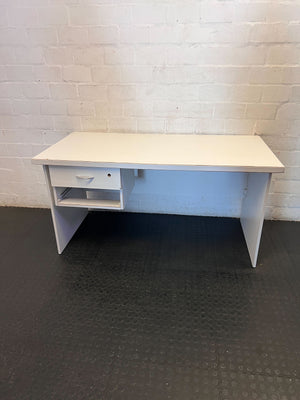 Compact Light Grey Office Desk with Storage Drawer - 2ndhandwarehouse.com