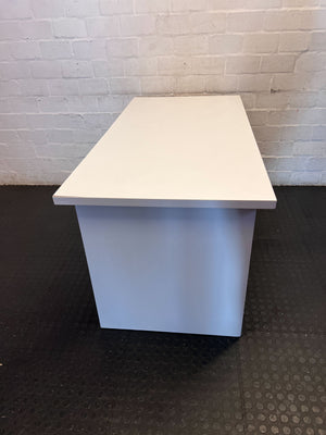 Compact Light Grey Office Desk with Storage Drawer - 2ndhandwarehouse.com