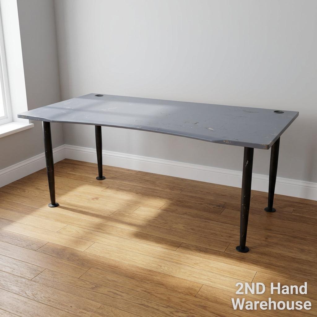 Modern Grey Ergonomic Office Desk with Cable Management - 2ndhandwarehouse.com
