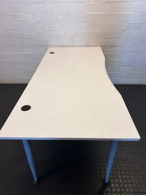 Versatile White Office Desk with Cable Management - 2ndhandwarehouse.com