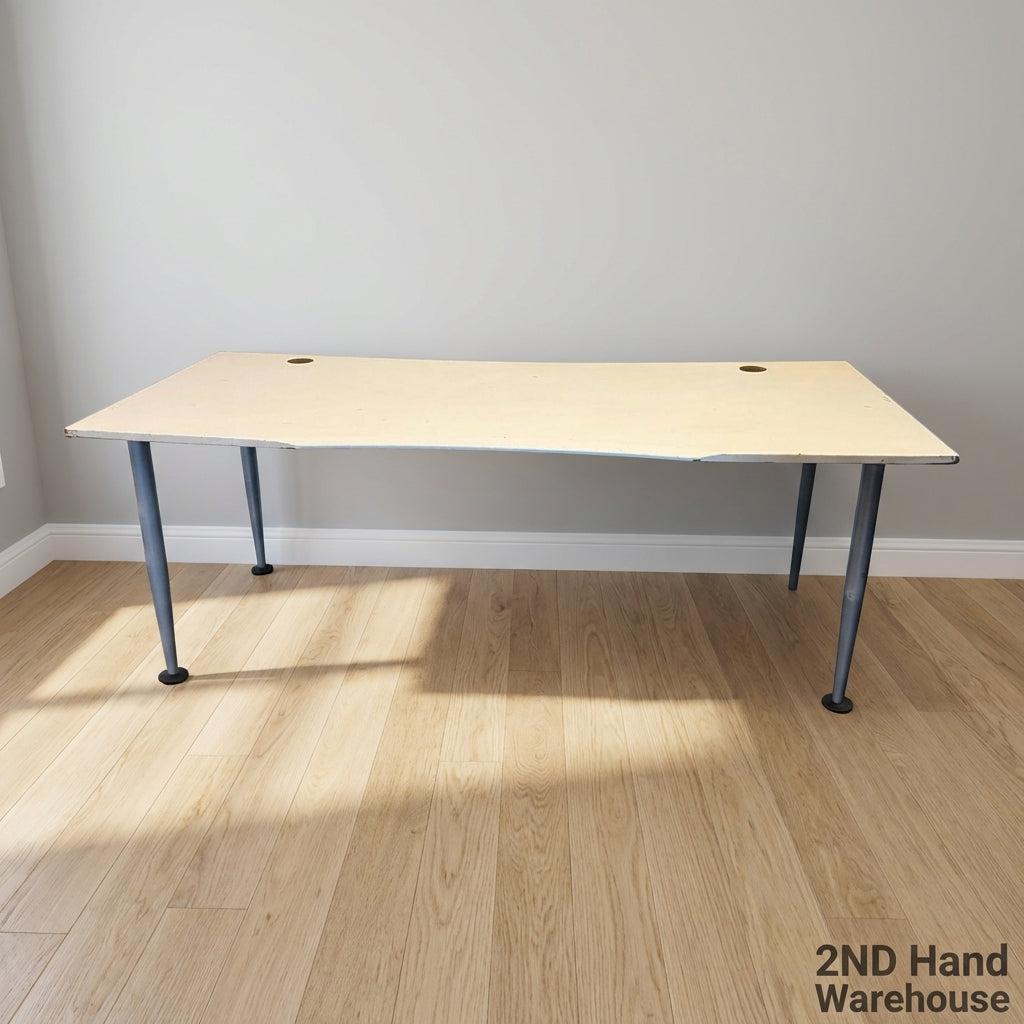 Versatile White Office Desk with Cable Management - 2ndhandwarehouse.com