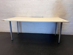 Versatile Light-Top Office Desk with Grey Legs - 2ndhandwarehouse.com