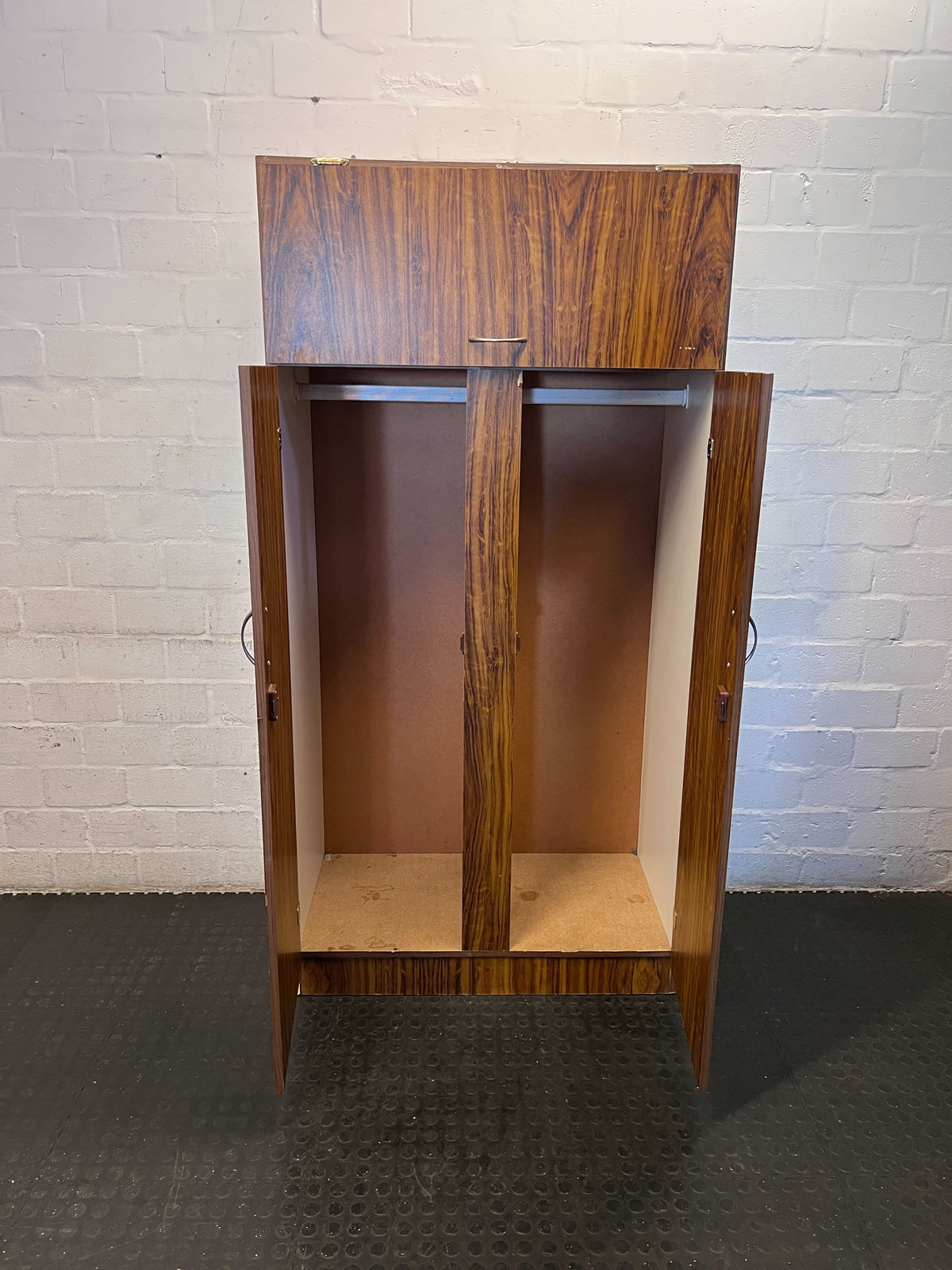 Retro Wood Grain Tall Storage Cabinet - 2ndhandwarehouse.com
