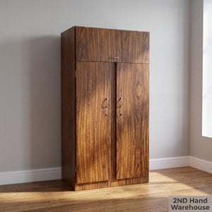 Retro Wood Grain Tall Storage Cabinet - 2ndhandwarehouse.com