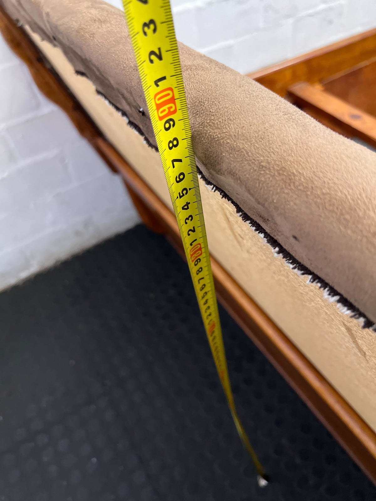 Elegant Vintage Wooden Bed Frame with Upholstered Headboard - 2ndhandwarehouse.com