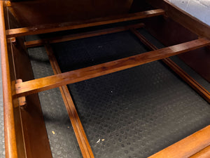 Elegant Vintage Wooden Bed Frame with Upholstered Headboard - 2ndhandwarehouse.com