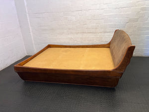 Elegant Vintage Wooden Bed Frame with Upholstered Headboard - 2ndhandwarehouse.com