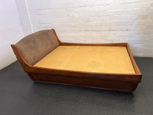 Elegant Vintage Wooden Bed Frame with Upholstered Headboard - 2ndhandwarehouse.com