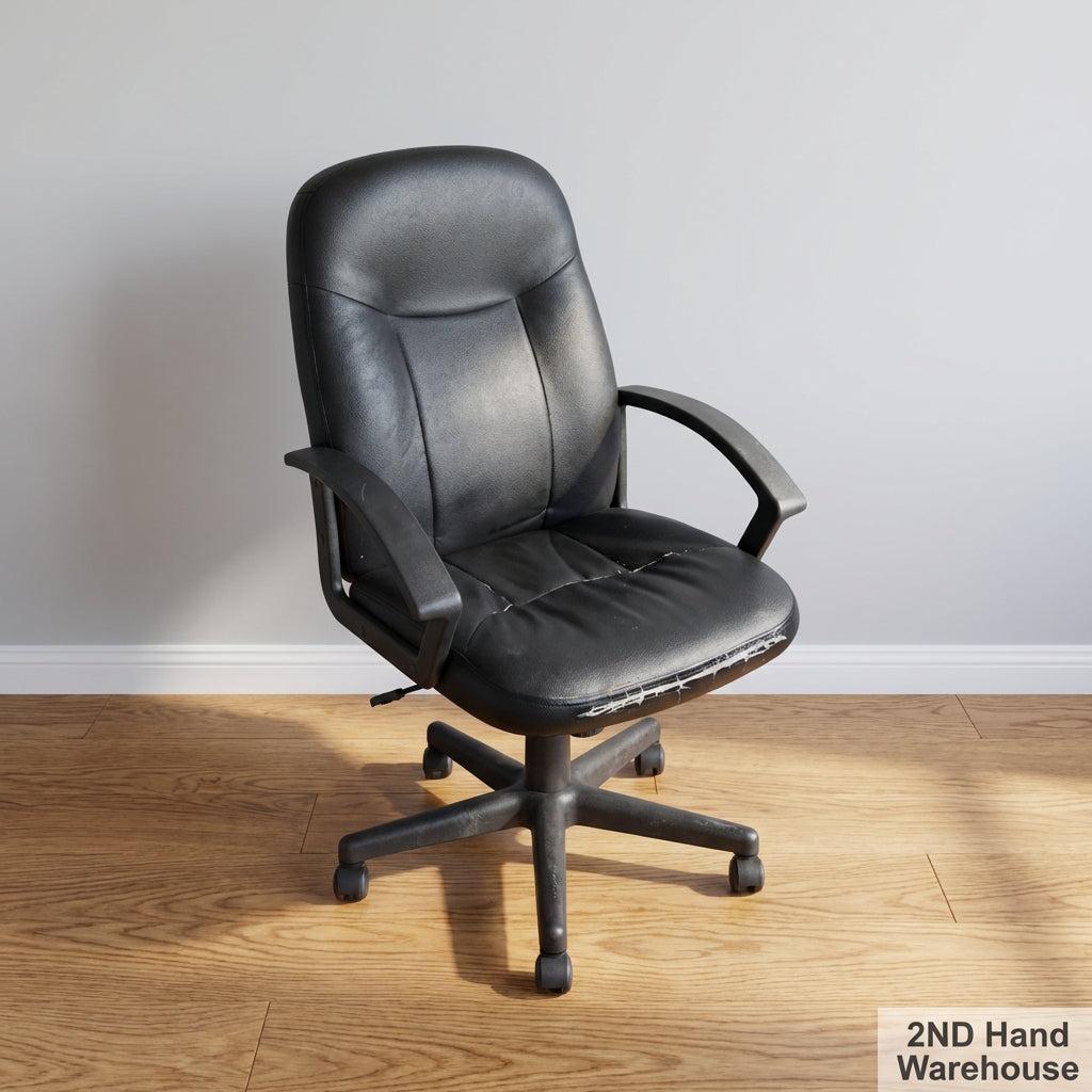 Used Black Faux Leather Executive Office Chair - 2ndhandwarehouse.com