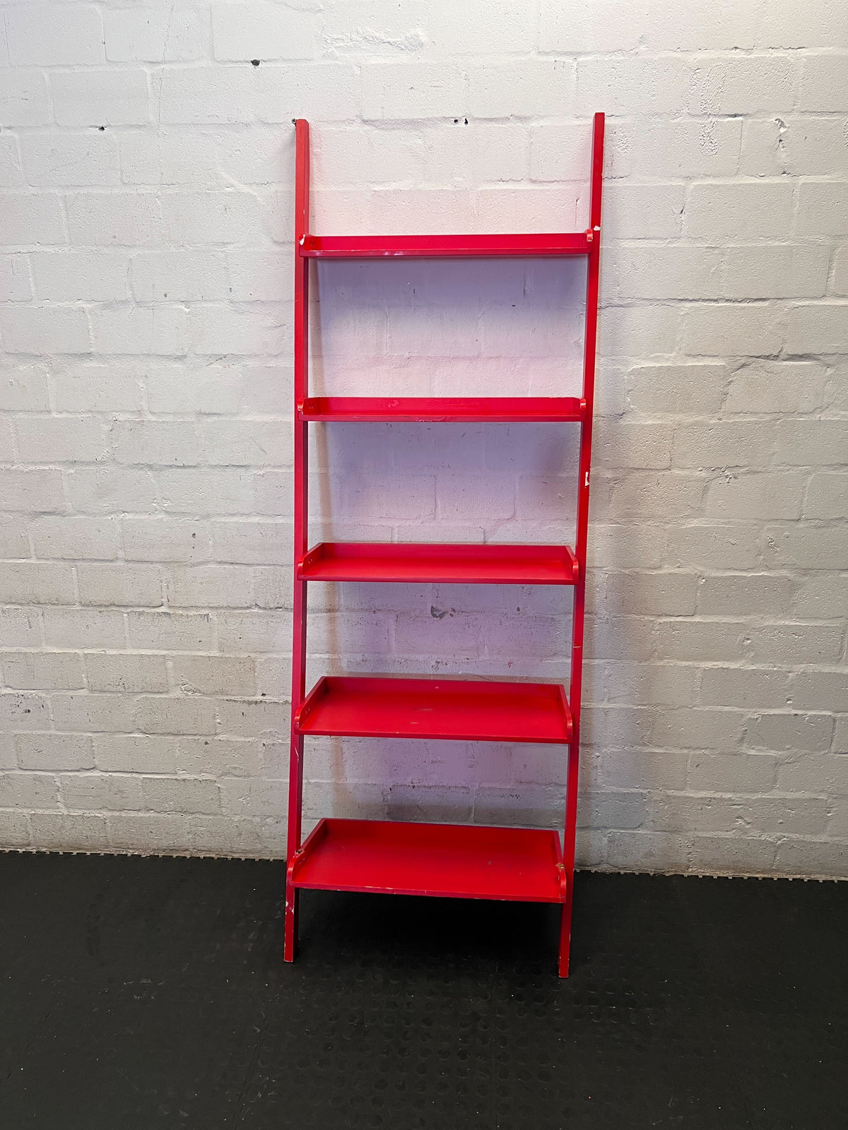 Vibrant Red 5-Tier Ladder Shelf Unit - Some visible damages - 2ndhandwarehouse.com