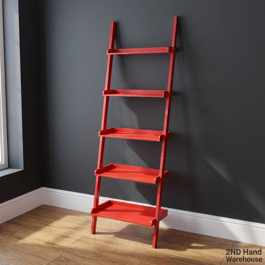 Vibrant Red 5-Tier Ladder Shelf Unit - Some visible damages - 2ndhandwarehouse.com