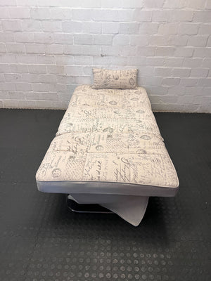 Stylish & Compact Folding Guest Bed with Vintage Script Pattern