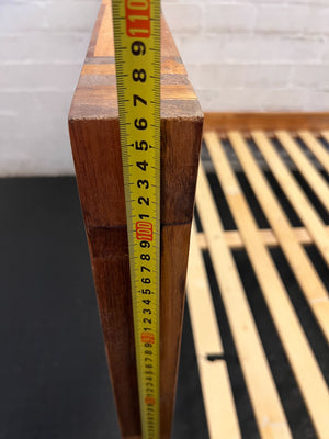 Stunning Solid Acacia Wood Bed Frame with Integrated Storage Drawers - 2ndhandwarehouse.com