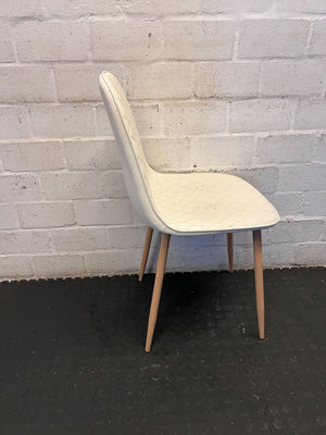 Stylish Cream Quilted Dining Chair with Wooden Legs - 2ndhandwarehouse.com