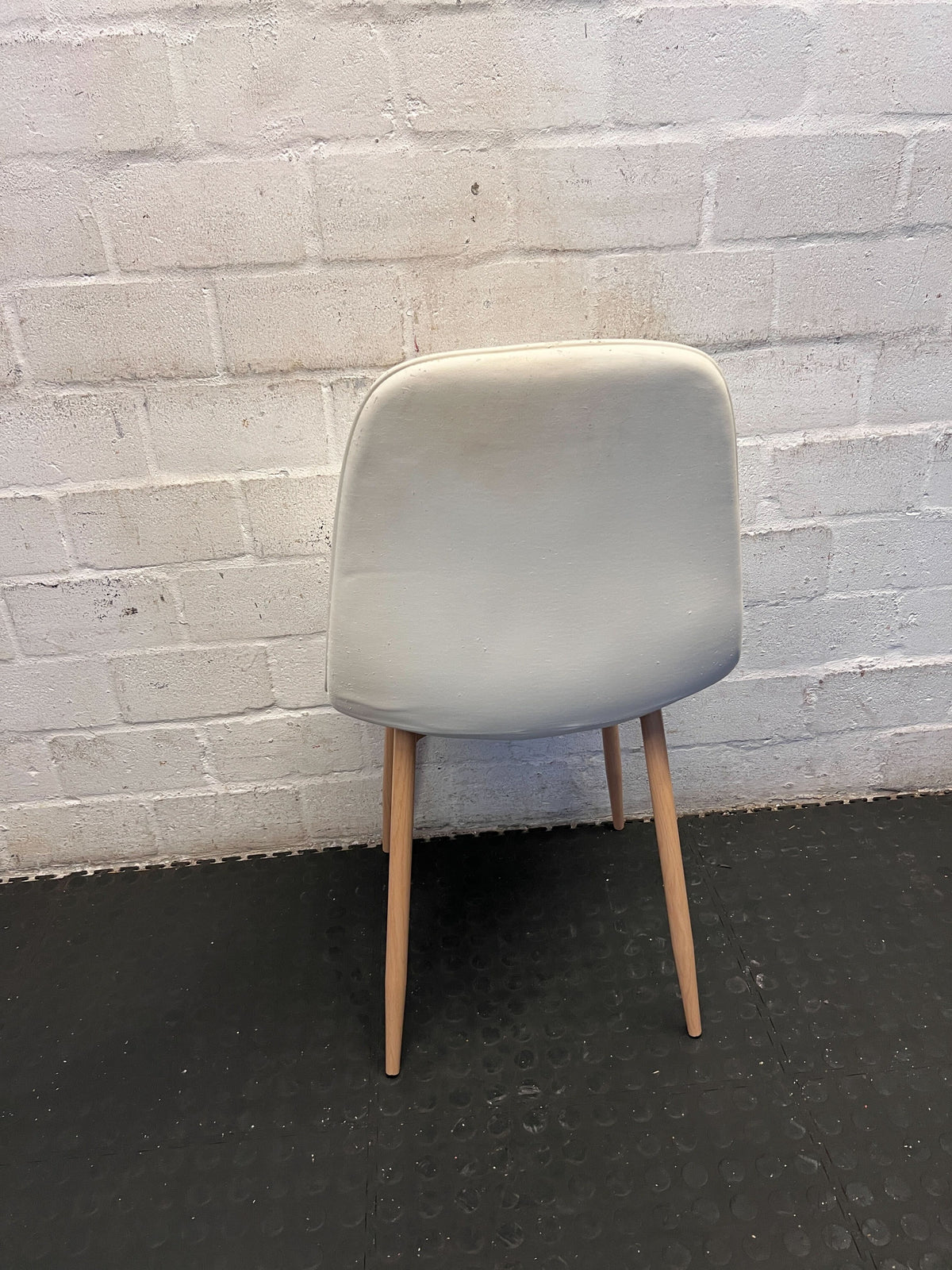 Stylish Cream Quilted Dining Chair with Wooden Legs - 2ndhandwarehouse.com
