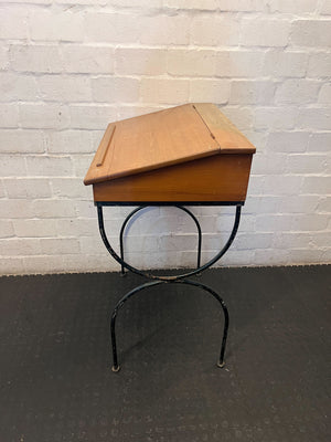 Retro Wooden School Desk with Metal Frame ✨ - 2ndhandwarehouse.com