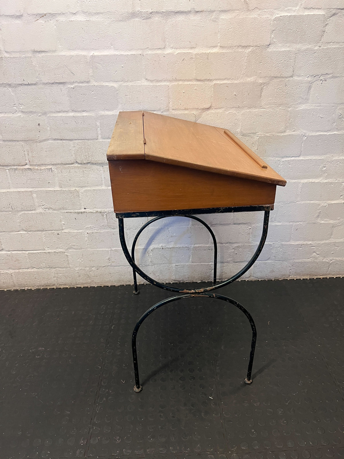 Retro Wooden School Desk with Metal Frame ✨ - 2ndhandwarehouse.com