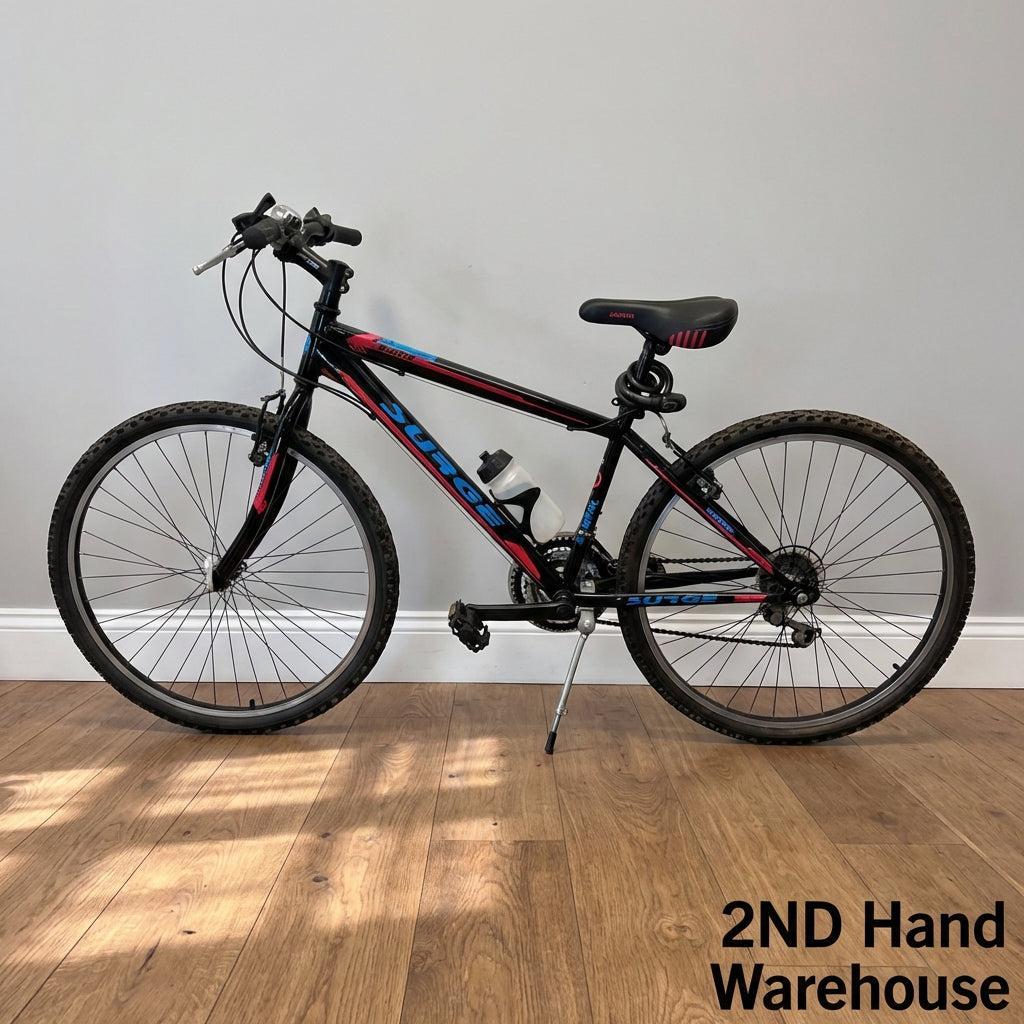 SURGE Mountain Bike - Black, Red & Blue with Bottle Holder - 2ndhandwarehouse.com