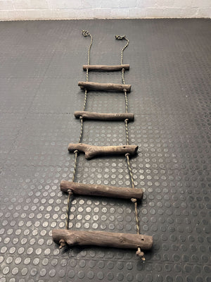 Rustic Natural Wood Rope Ladder - 2ndhandwarehouse.com