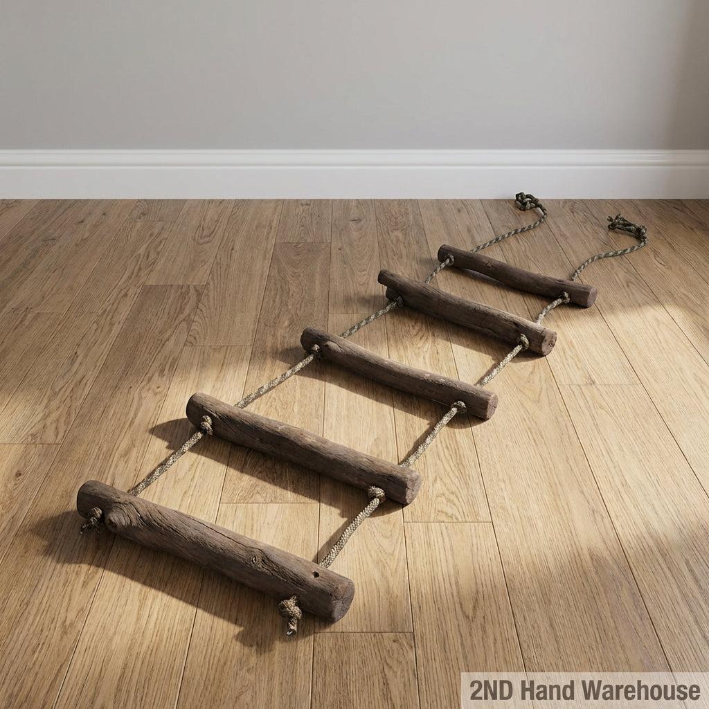 Rustic Natural Wood Rope Ladder - 2ndhandwarehouse.com