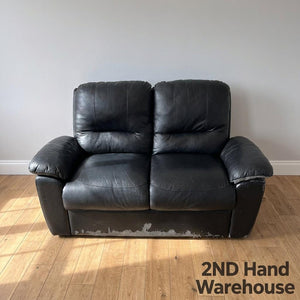 Well-Loved Black 2-Seater Sofa - Upcycle Project! - Damaged - 2ndhandwarehouse.com